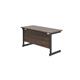 1400x600 Single Upright Rectangular Desk Dark Walnut-Black