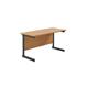1400x600 Single Upright Rectangular Desk Nova Oak-Black