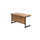 1400x600 Single Upright Rectangular Desk Nova Oak-Black