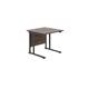 800x800 Twin Upright Rectangular Desk Dark Walnut-Black