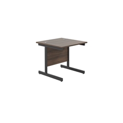 800x800 Single Upright Rectangular Desk Dark Walnut-Black