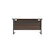 1400x600 Single Upright Rectangular Desk Dark Walnut-Black