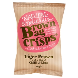 BROWN BAG CRISPS - TIGER PRAWN WITH CHILLI AND LIME - 20X40G