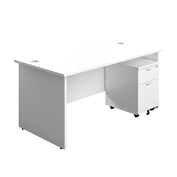 1800X800 Panel Rectangular Desk White + 2 Drawer Ped