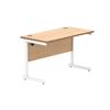 Office Rectangular Desk With Steel Single Upright Cantilever Frame 1200X600 Norwegian Beech/White
