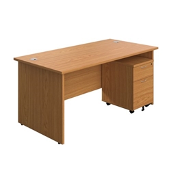 1800X800 Panel Rectangular Desk Nova Oak + 2 Drawer Ped