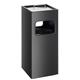 Durable Square Metal Waste Bin with Integrated Sand Ashtray - 17L - Black