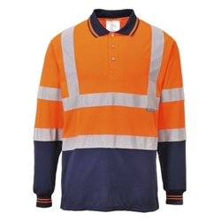 Portwest Hi Vis Contrast Polo Shirt L/S 3XL Orange/Navy