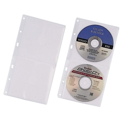 Durable CD/DVD Punched Pocket Wallet Sleeve for 2 Discs - 5 Pack - Clear