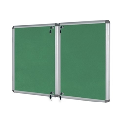 Bi-Office Enclore Display Case Green Felt Acrylic Aluminium Frame 32xA4 VT770102150