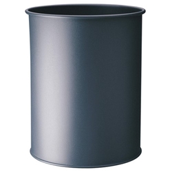 Durable Metal Round Waste Bin - Scratch Resistant Steel - 15L - Charcoal Grey