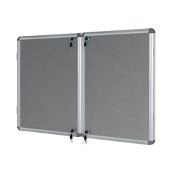 Bi-Office Enclore Display Case Grey Felt Acrylic Aluminium Frame 32xA4 VT770103150