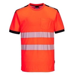 Portwest PW3 Hi Vis Cotton Comfort T-Shirt S/S M Red/Blk