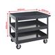 Tray Trolley; 3 Deep Trays; Swivel (x2 Braked)Castors; Steel; 250kg; Grey