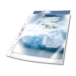 Durable PREMIUM Punched Pockets Sleeve Wallets - 100 Pack - A4 Clear