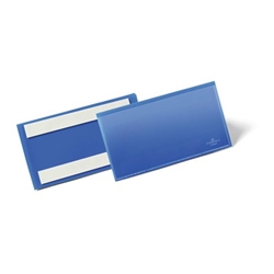 Durable Adhesive Ticket Holder Document Pockets - 50 Pack - 150 x 67mm - Blue