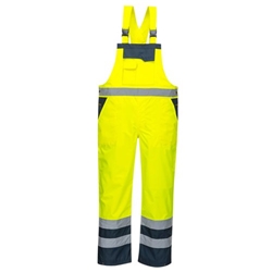 Portwest Hi Vis Breathable Contrast Rain Bib and Brace S Yellow/Navy