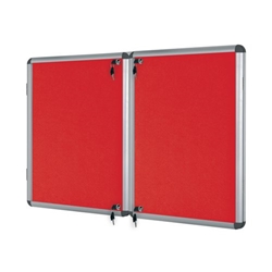 Bi-Office Enclore Display Case Red Felt Acrylic Aluminium Frame 32xA4 VT770105150