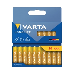 Varta Longlife AAA Alkaline Battery 1.5V (Pack of 20) 4103101720