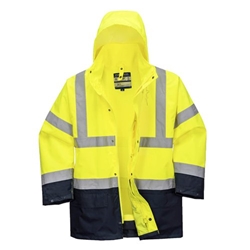 Portwest Hi Vis 5-in-1 Contrast Essential Jacket 4XL Yellow/Navy