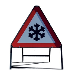 Winter Hazard Snow and Ice Warning Sign 600mm Red/White 403076