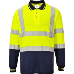 Portwest Hi Vis Contrast Polo Shirt L/S XS Yellow/Navy