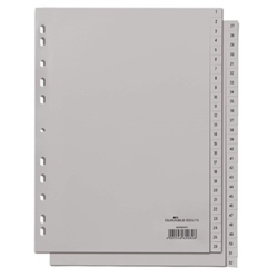 Durable 52 Part Numbered Tab Reinforced Punched Index Divider - A4 - Grey