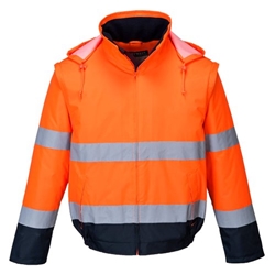 Portwest Hi Vis 2-in-1 Contrast Essential Lite Bomber Jacket L Orange/Navy