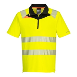 Portwest DX4 Hi Vis Zip Polo Shirt S/S XL Yellow/Blk