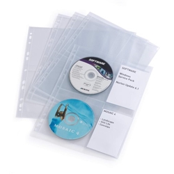 Durable CD/DVD Pockets - 2 Sided Wallet Index for 4 Disks - 10 Pack - A4 Clear