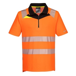 Portwest DX4 Hi Vis Zip Polo Shirt S/S L Orange/Blk