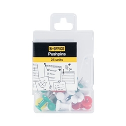 Bi-Office Push Pins Assorted Colours (Pack of 25) PI0523