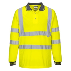 Portwest Hi Vis Polo Shirt L/S XS Yellow
