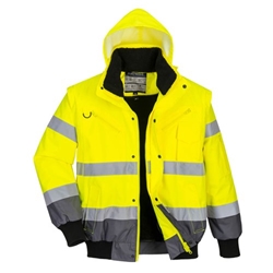 Portwest Hi Vis 3-in-1 Contrast Bomber Jacket 2XL Yellow/Gry