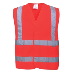 Portwest Hi Vis Band and Brace Vest S/M Red (Pack of 10)
