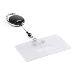 Durable STYLE Security Pass ID Card Holder with Carabiner Badge Reel - Black