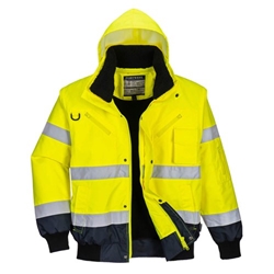 Portwest Hi Vis 3-in-1 Contrast Bomber Jacket 6XL Yellow/Navy
