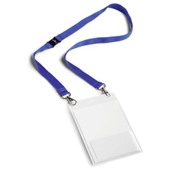 Durable Safety-Release Lanyard Name Badge ID Ticket Holder - 10 Pack - A6 Blue