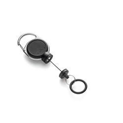 Durable Secure Magnetic Carabiner Badge Reel for Keys & Hand Sanitiser - Black