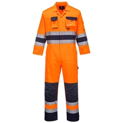 Portwest Nantes Hi Vis Contrast Work Coverall 3XL Orange/Navy