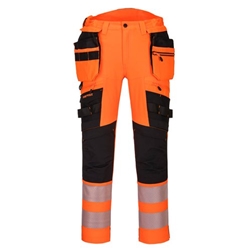 Portwest DX4 Hi Vis Detachable Holster Pocket Trousers 46 Orange/Blk