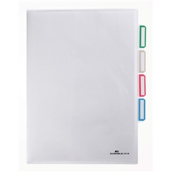 Durable Cut Flush 3 Part Index Divider Document Folder - 5 Pack - A4 Clear