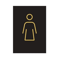 Female Toilet Sign Rigid Plastic 105x150mm Black/Gold Y6698802