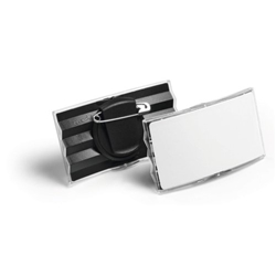 Durable CONVEX Clip & Pin Name Tag Badge Holders + Inserts - 25 Pack - 40 x 75mm
