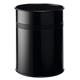 Durable Round Metal Perforated Waste Bin - Scratch Resistant Steel - 15L Black
