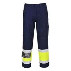 Portwest Hi Vis Modaflame Trousers 2XL Yellow/Navy Tall