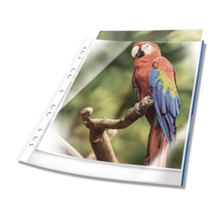 Durable PREMIUM Punched Pockets Sleeve Wallets - 25 Pack - A4 Blue Edge