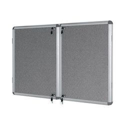 Bi-Office Enclore Display Case Grey Felt Acrylic Aluminium Frame 40xA4 VT750103150