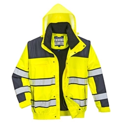 Portwest Hi Vis 3-in-1 Contrast Winter Bomber Jacket M Yellow/Navy