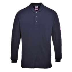 Portwest Flame Resistant Anti-Static Long Sleeve Polo Shirt S Navy